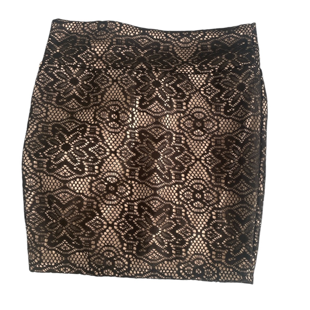 Nude Lace Mini Skirt
